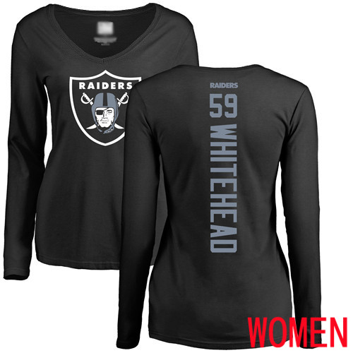 Oakland Raiders Black Women Tahir Whitehead Backer NFL Football #59 Long Sleeve T Shirt->women nfl jersey->Women Jersey